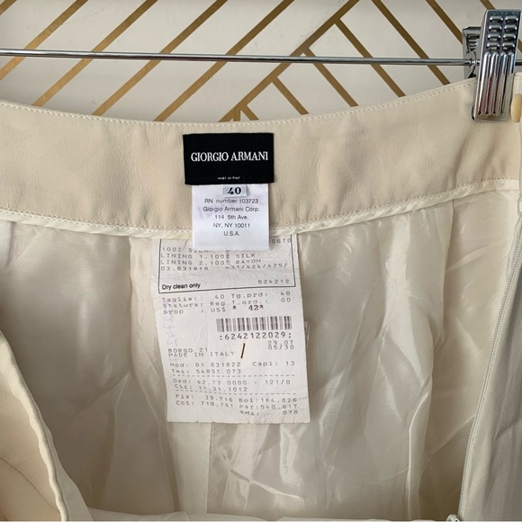Giorgio Armani NWT 100% silk cream wide leg pants size 40 - Picture 11 of 14